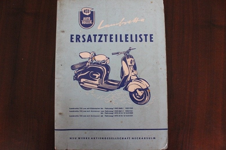 NSU Lambretta Auto Roller 1955 scooter ersatzteil liste, Motoren, Handleidingen en Instructieboekjes, Overige merken, Ophalen of Verzenden