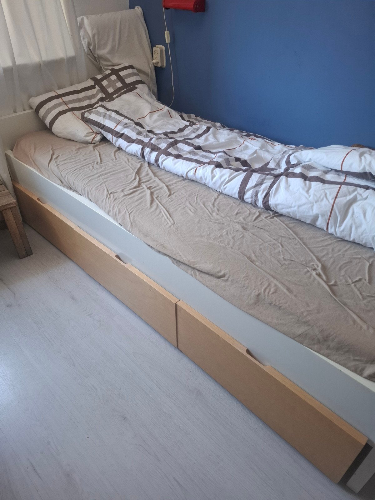 Eenpersoonsbed met 3 handige opbergladen, Ophalen, Gebruikt, 90 cm, Eenpersoons