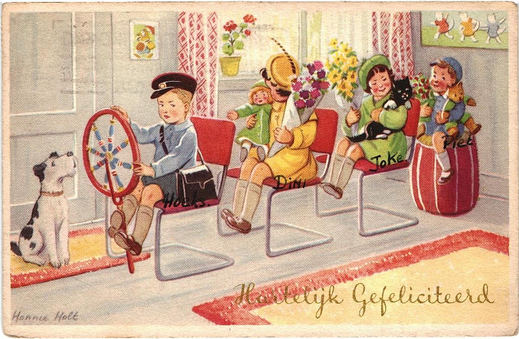 806277 vintage Kinderkaart 1955 ill Hennie Holt Gelopen, Ophalen of Verzenden, 1940 tot 1960, Gelopen