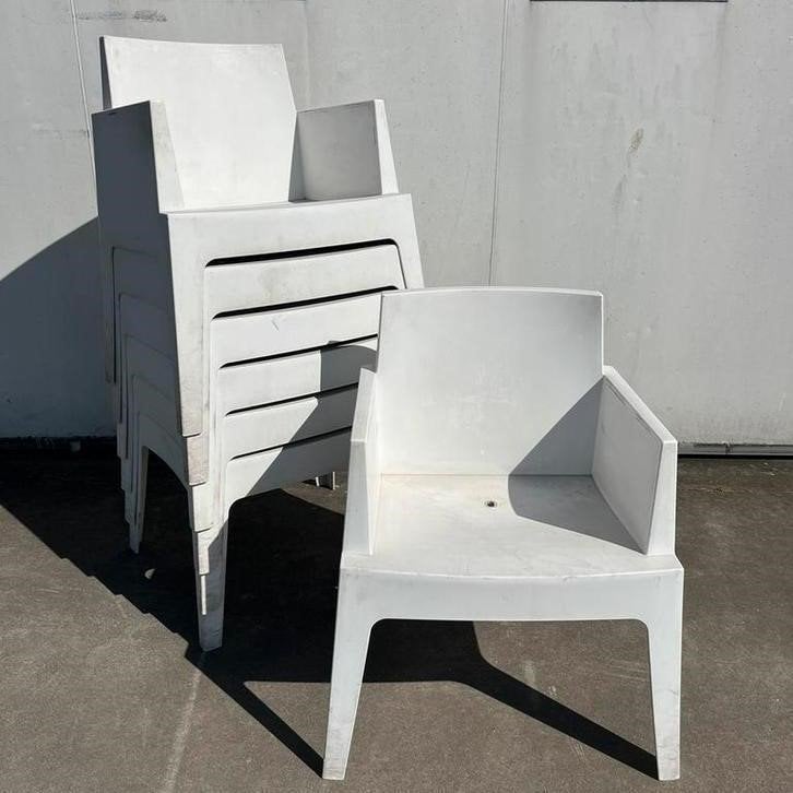 57 stuks horeca Terras stoelen Siesta box wit stapelbaar, Ophalen, Kunststof, Wit, Zo goed als nieuw