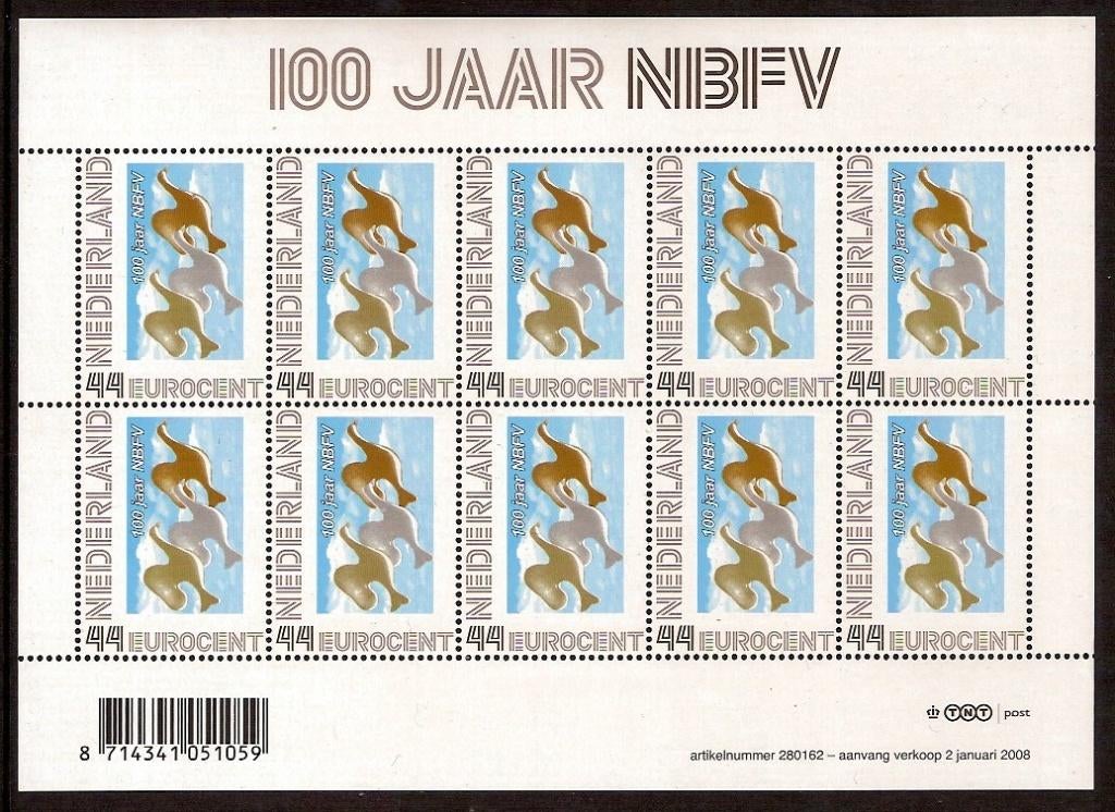 Nederland NVPH nr V2563 postfris 100 jaar NBFV 2008, Postzegels en Munten, Ophalen of Verzenden, Na 1940, Postfris
