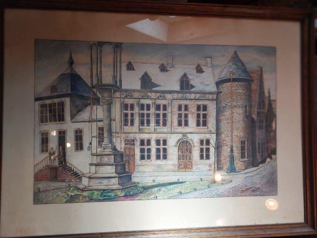 oude aquarel-pentekening Dierckx 1930, Ophalen of Verzenden