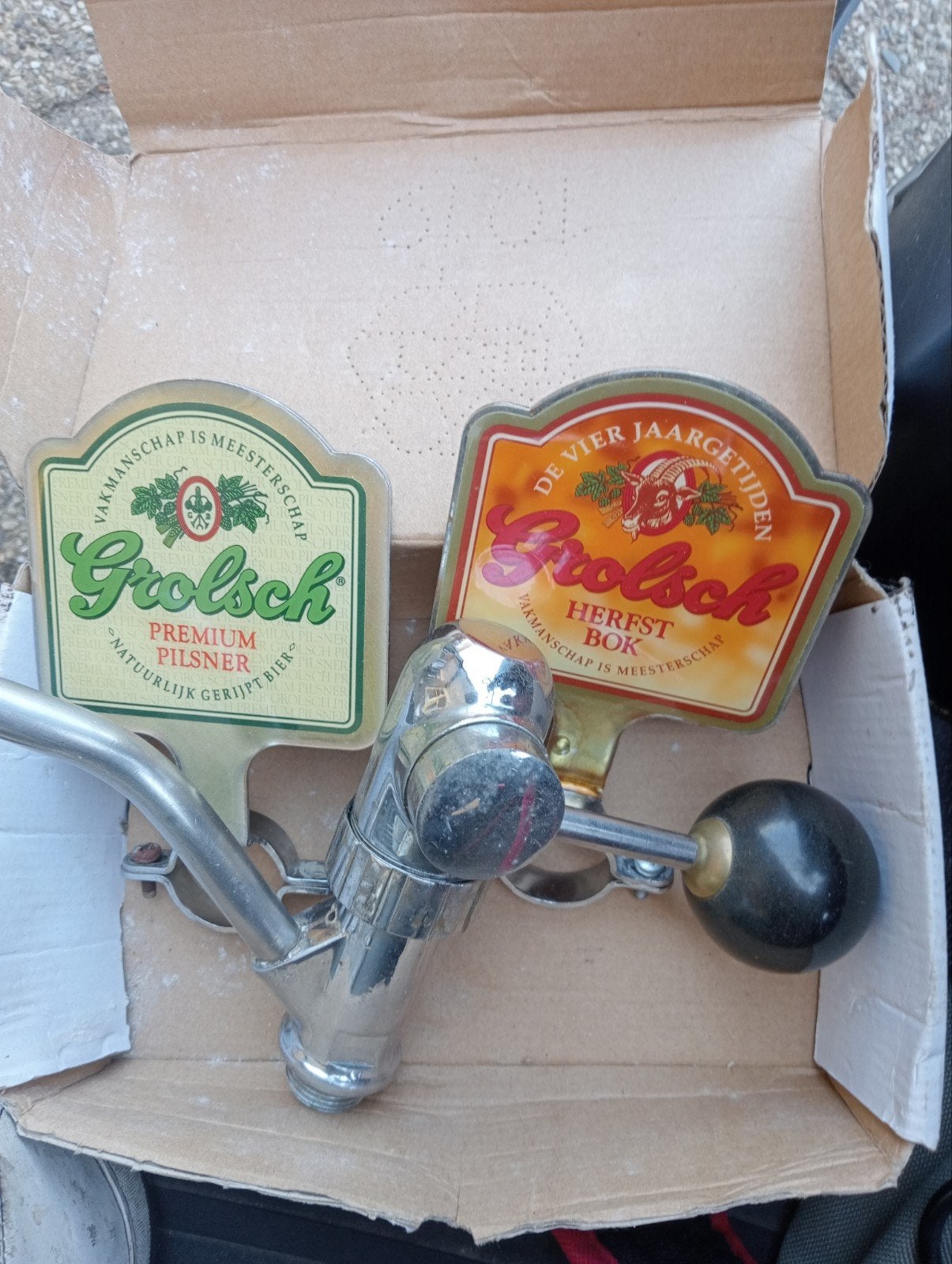 Grolsch biertap kraan met twee logo's, Verzamelen, Ophalen of Verzenden, Gebruikt, Overige typen, Grolsch