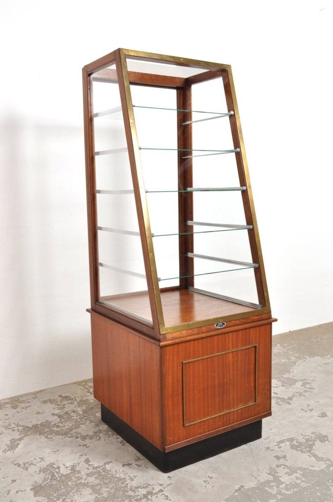 Vintage eiken mahonie bakkersvitrine Esmé 20s winkelvitrine