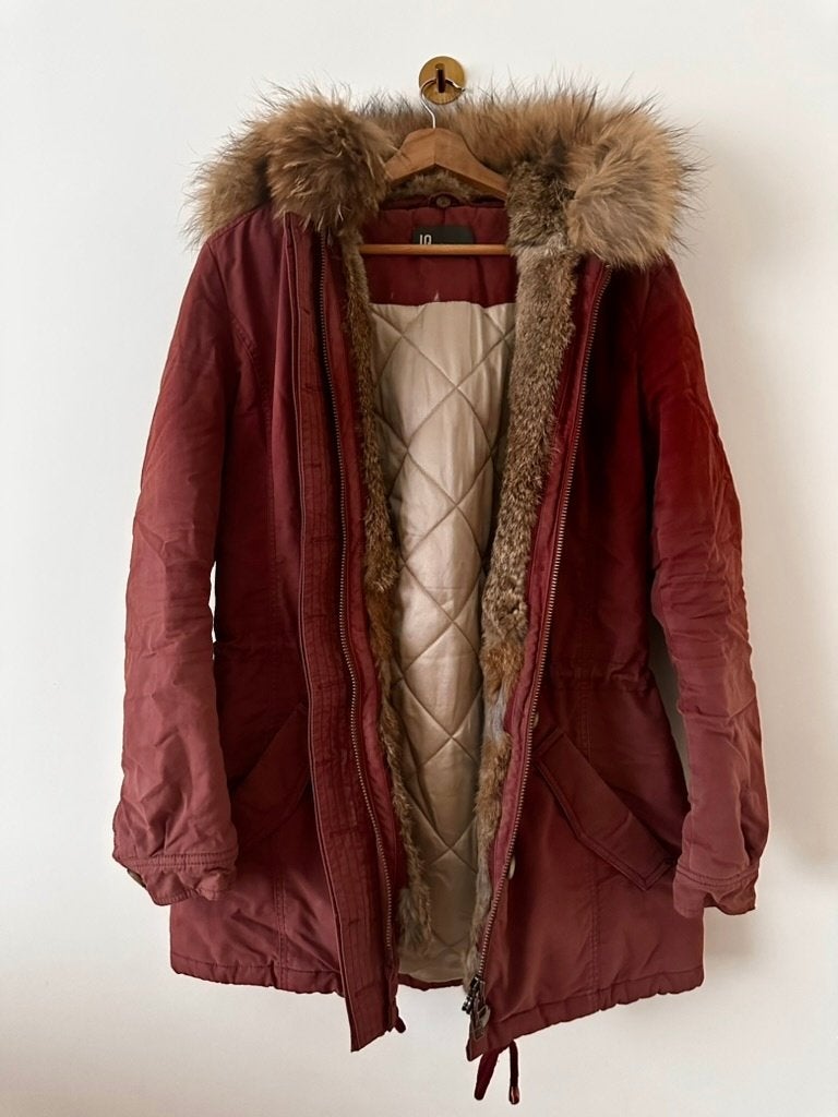 IQ Berlin winterjas bont parka maat 36, Verzenden, Maat 36 (S), Rood, Gedragen