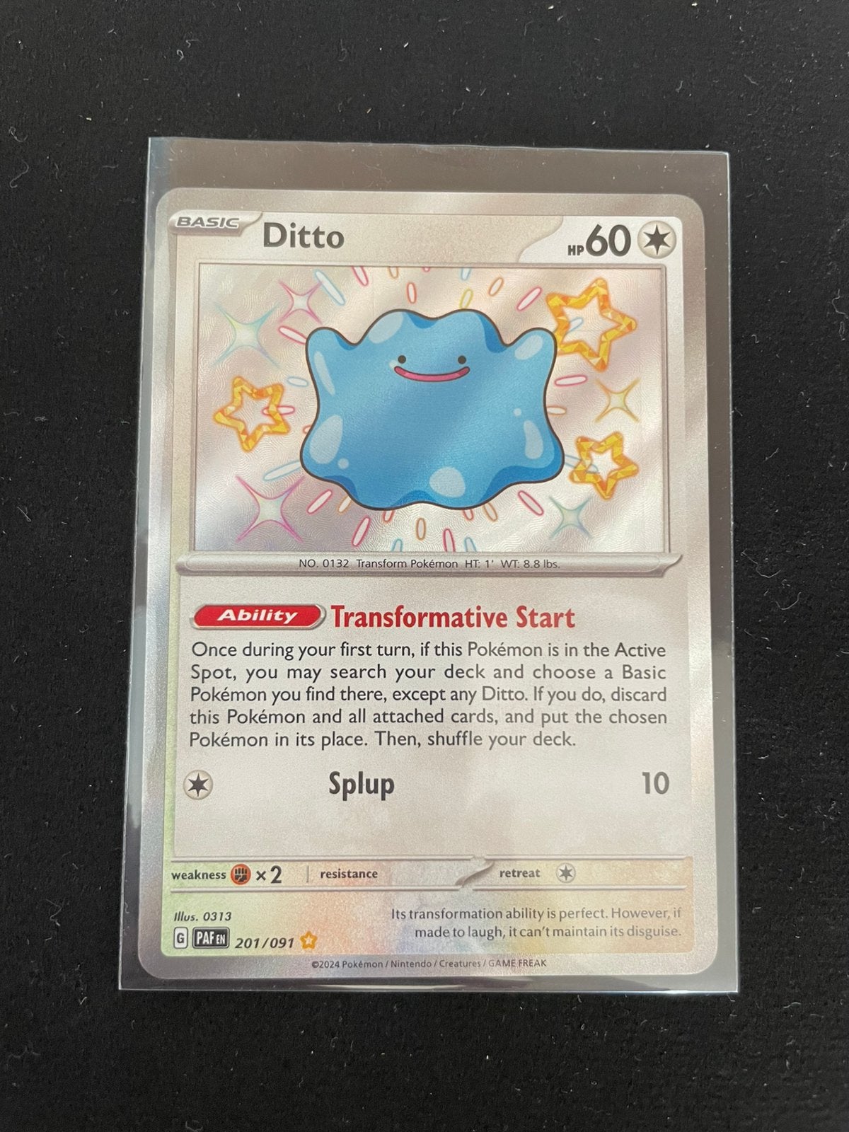 Shiny Ditto paldean fates #201/091, Ophalen, Nieuw, Losse kaart, Foil