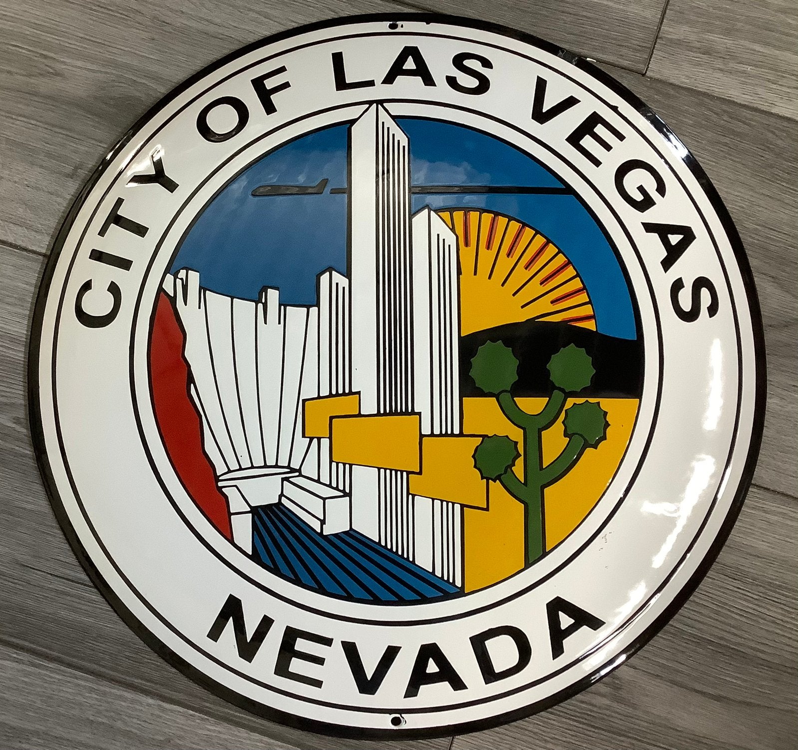 Emaille bord city of las vegas groot formaat 50 cm, Verzamelen, Ophalen of Verzenden, Reclamebord