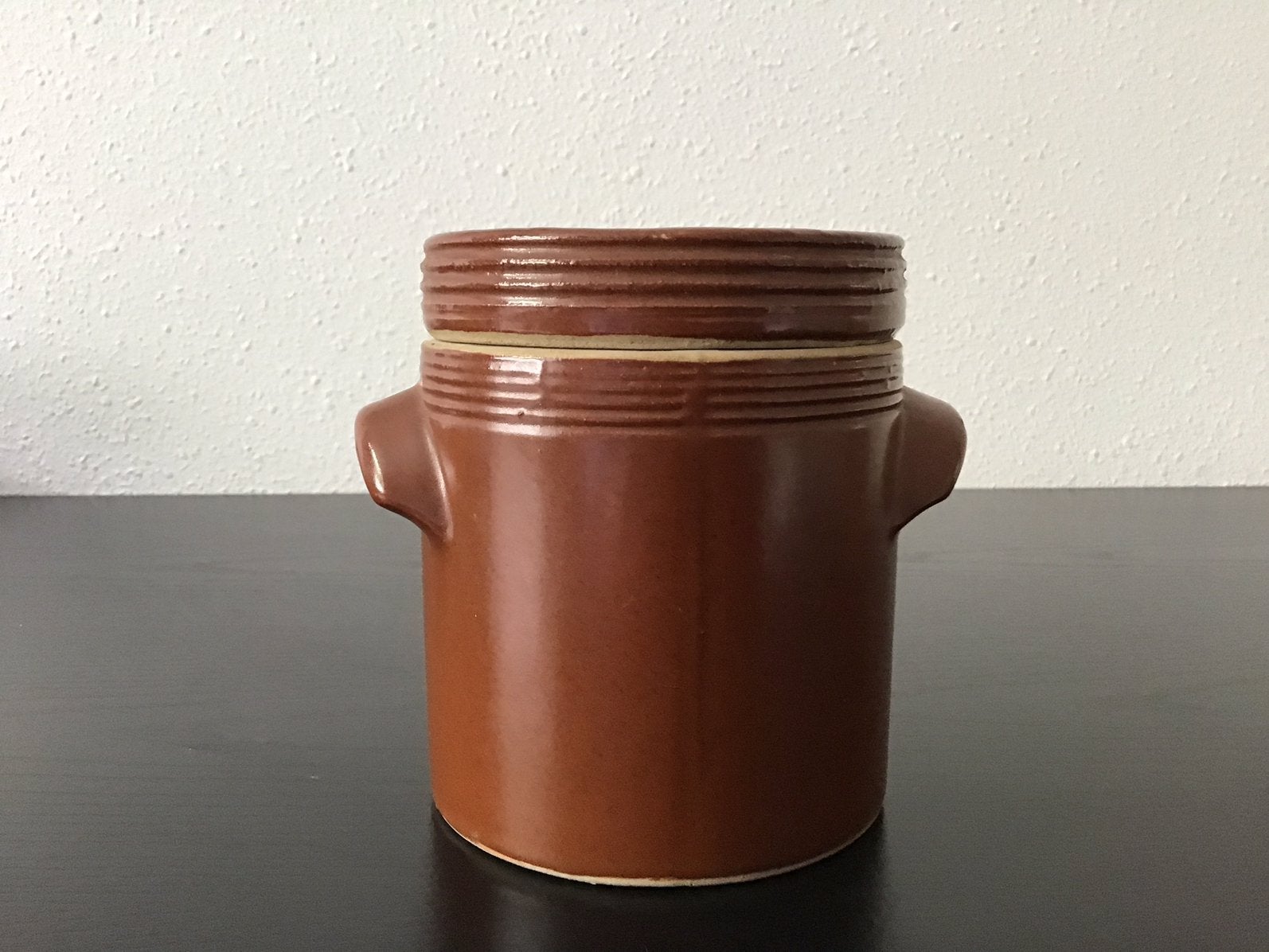 Gres pot met deksel. Grespot., Ophalen of Verzenden