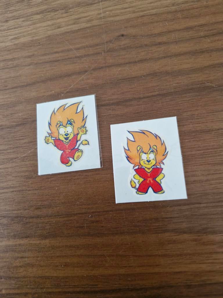7266 Twee Vintage Calvé Pindakaas Leeuw Tattoos - Jaren '90, Ophalen of Verzenden