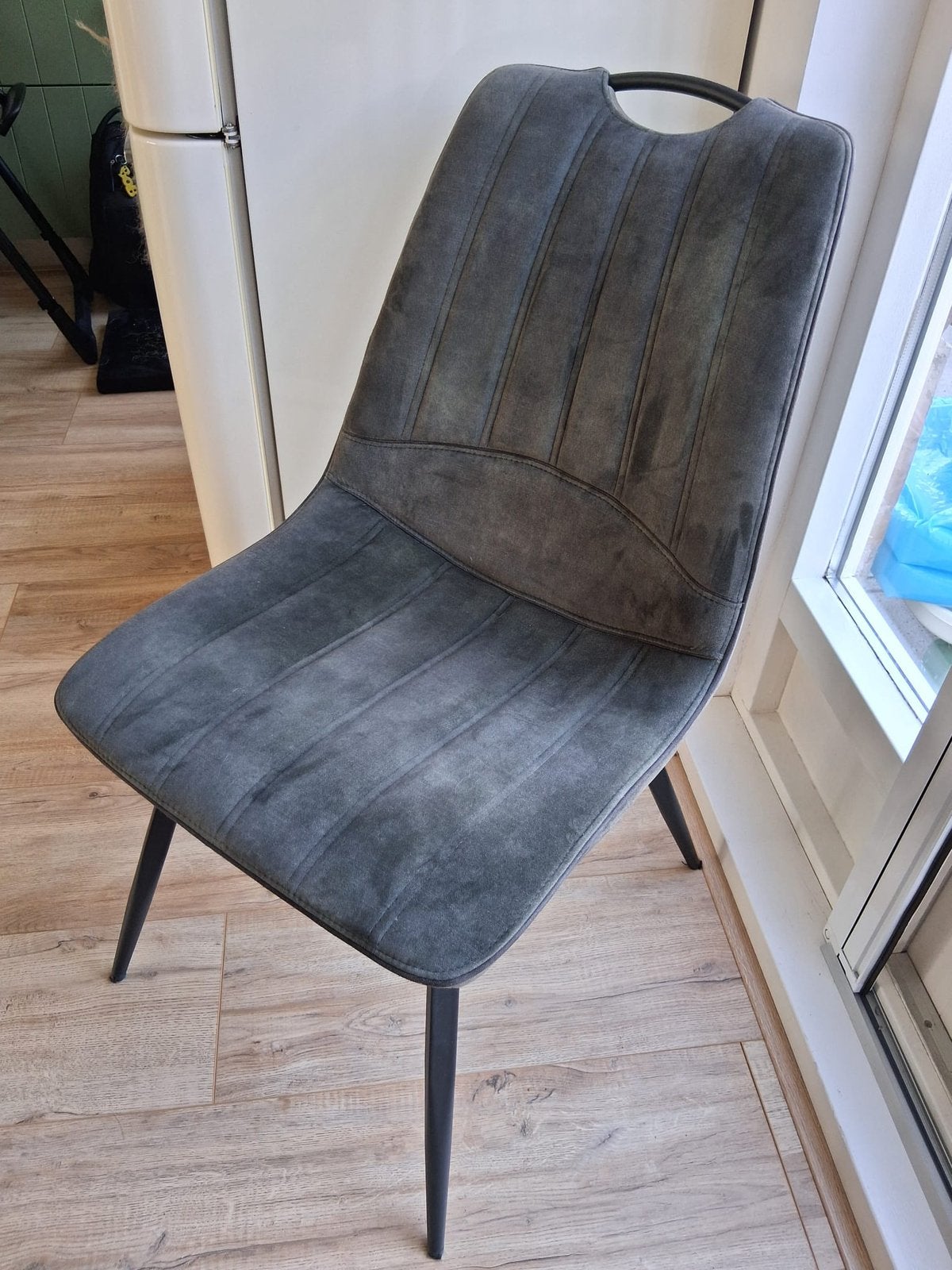 Set van 6 eetkamerstoelen in mooi velvet Hunter Green, Huis en Inrichting, Stoelen, Ophalen, Gebruikt, Overige kleuren, Vijf, Zes of meer stoelen