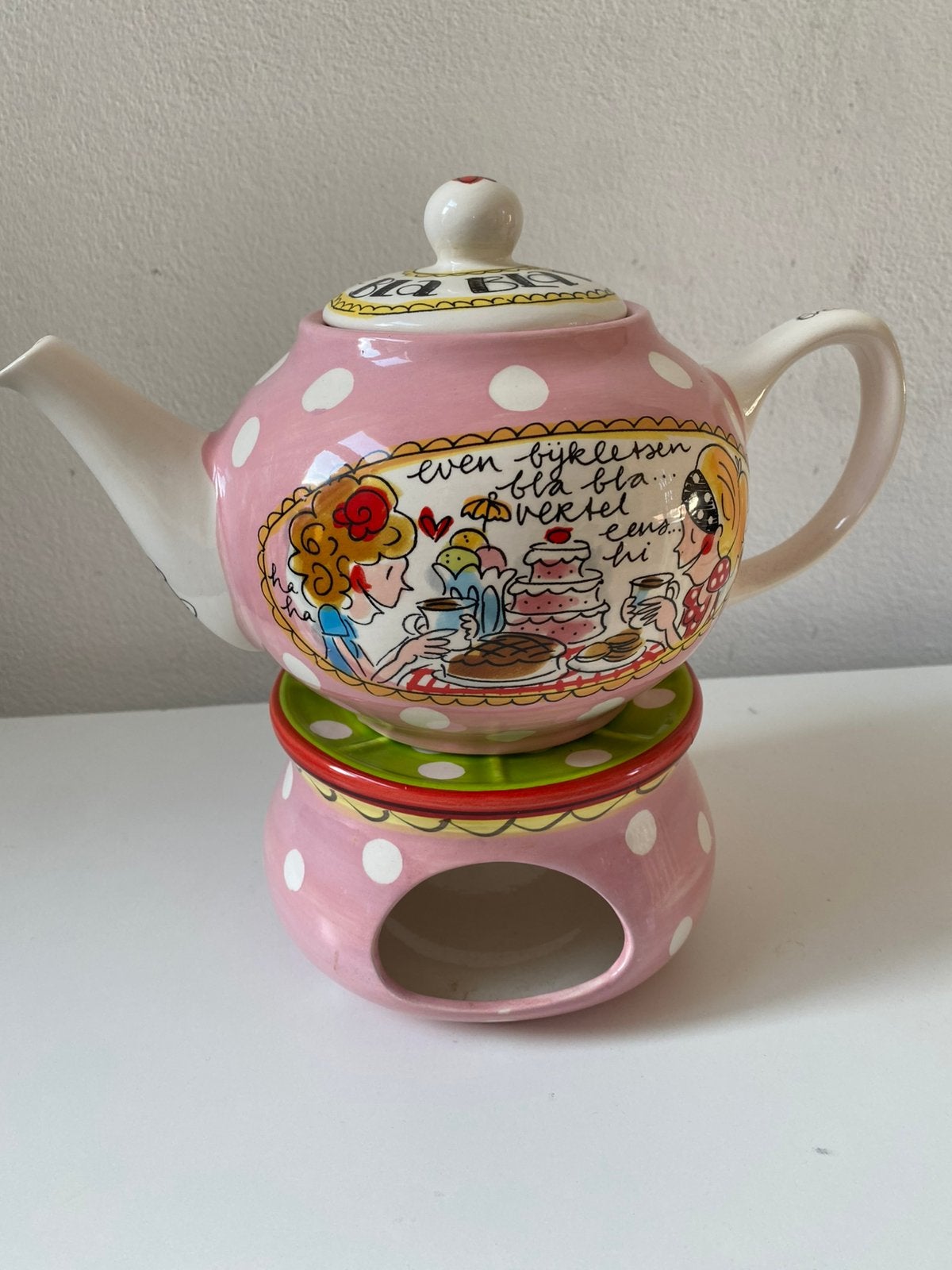 Blond Amsterdam Theepot met onderstel, Antiek en Kunst, Antiek | Servies compleet, Ophalen of Verzenden