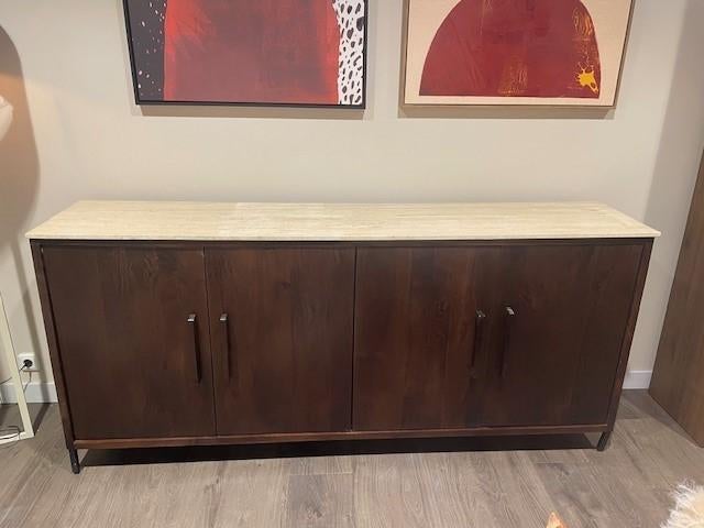 Dressoir Valencia - 200b x 40d x 90h cm, Ophalen, Japandi, Met deur(en), Overige materialen