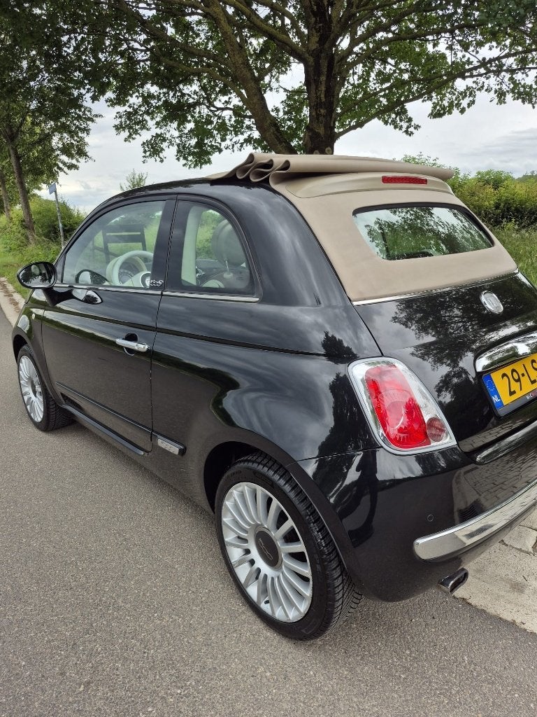 Fiat 500 cabrio automaat, 4 cilinders, Zwart, Bruin, Vierwielaandrijving