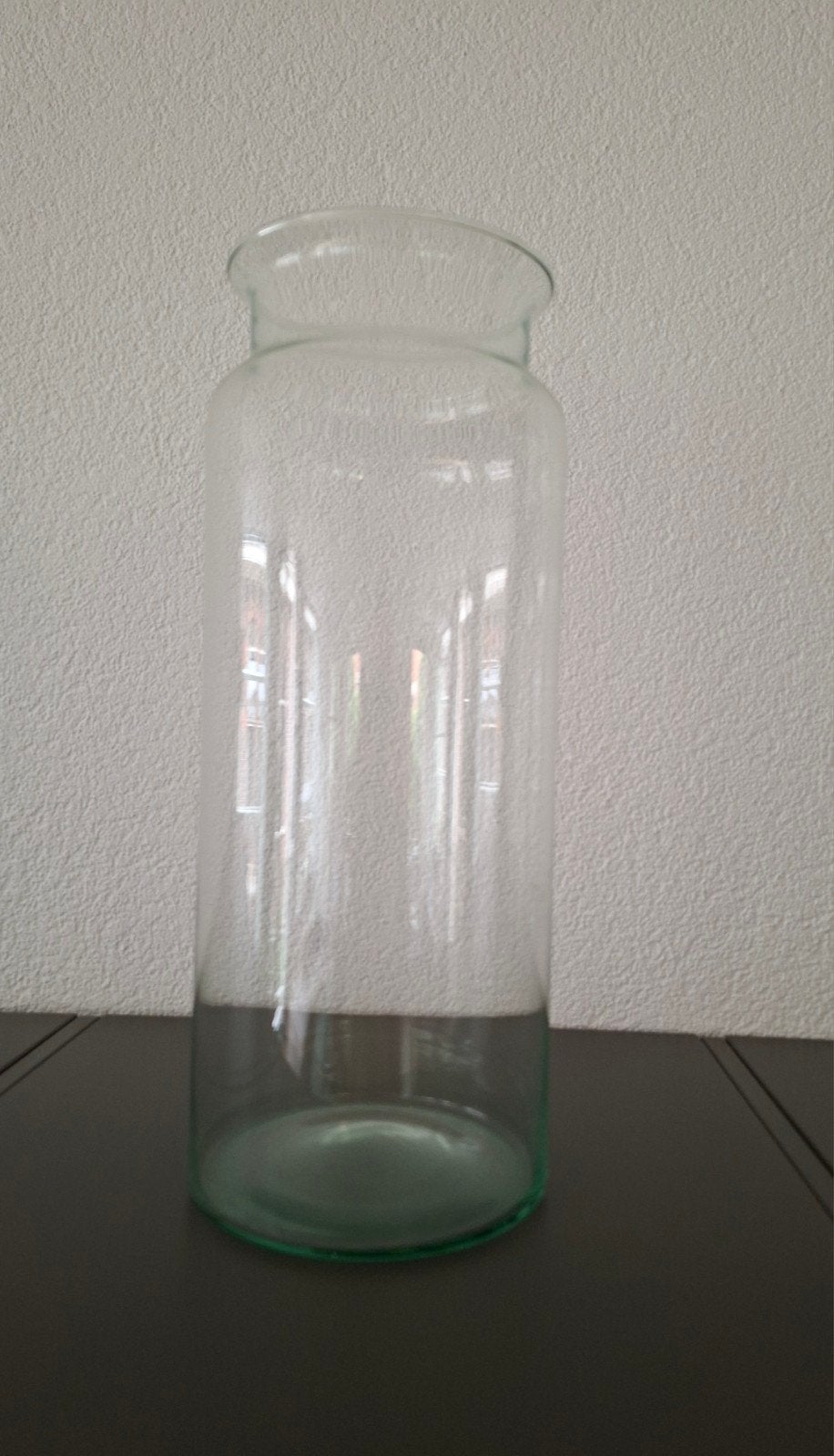 Strakke Moderne Grote Glazen Vaas 35cm Hoog, Huis en Inrichting, Ophalen, Transparant, 35 cm, Glas
