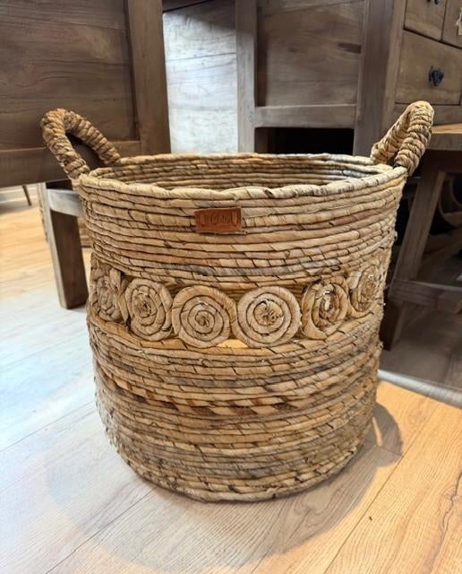 Grote grove mand met handgrepen, Huis en Inrichting, Woonaccessoires | Schalen en Manden, Ophalen, -, Rond, Nieuw