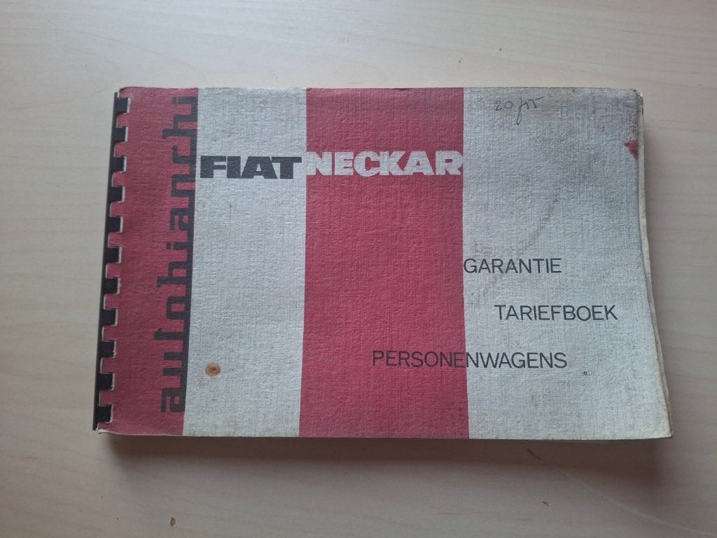 Autobianchi / Fiat Neckar Garantie Tariefboek Personenwagens, Ophalen of Verzenden