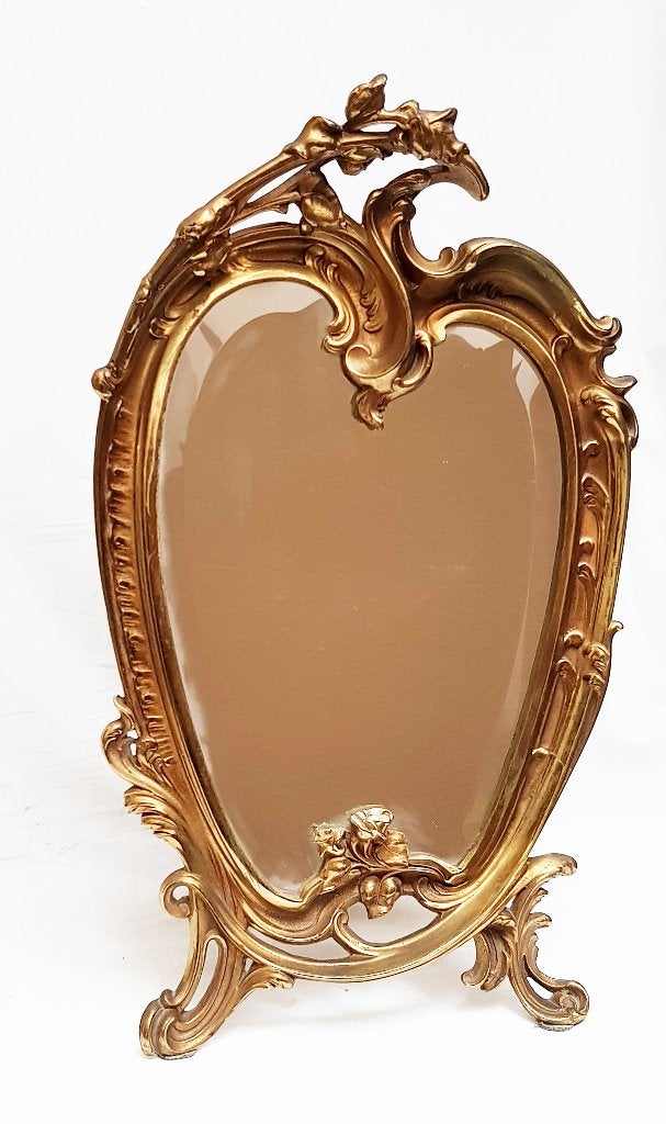 Bronzen Tafelspiegel - Rococo stijl., Ophalen of Verzenden, Overige vormen, Minder dan 50 cm, Minder dan 100 cm