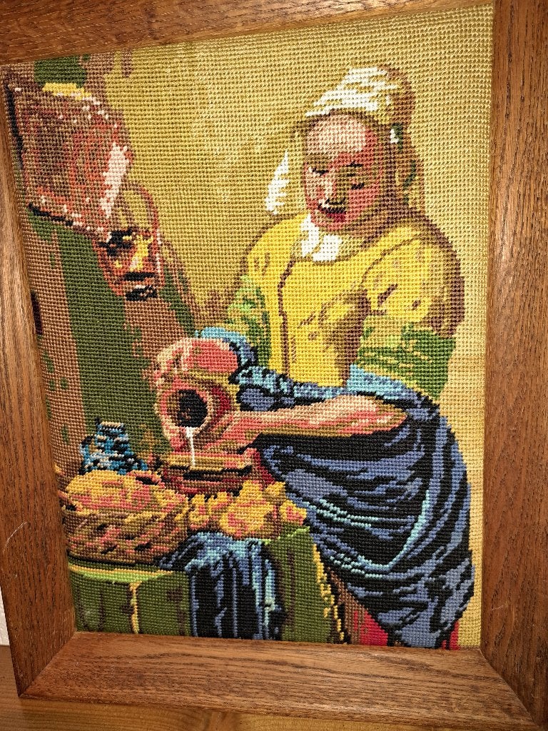 geborduurd Melkmeisje van Vermeer, Ophalen, Gebruikt, Schilderij, 38 cm