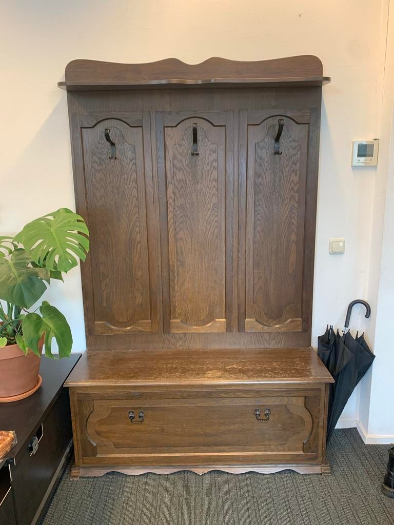 Retro schoenenkast met kapstok hout, Ophalen