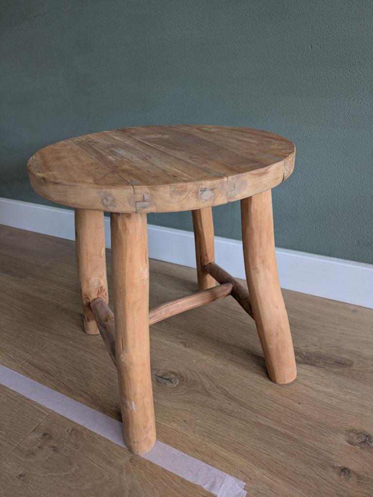 Houten krukje / bijzettafel / plantentafel, Huis en Inrichting, Krukjes, Ophalen, Zo goed als nieuw, Hout