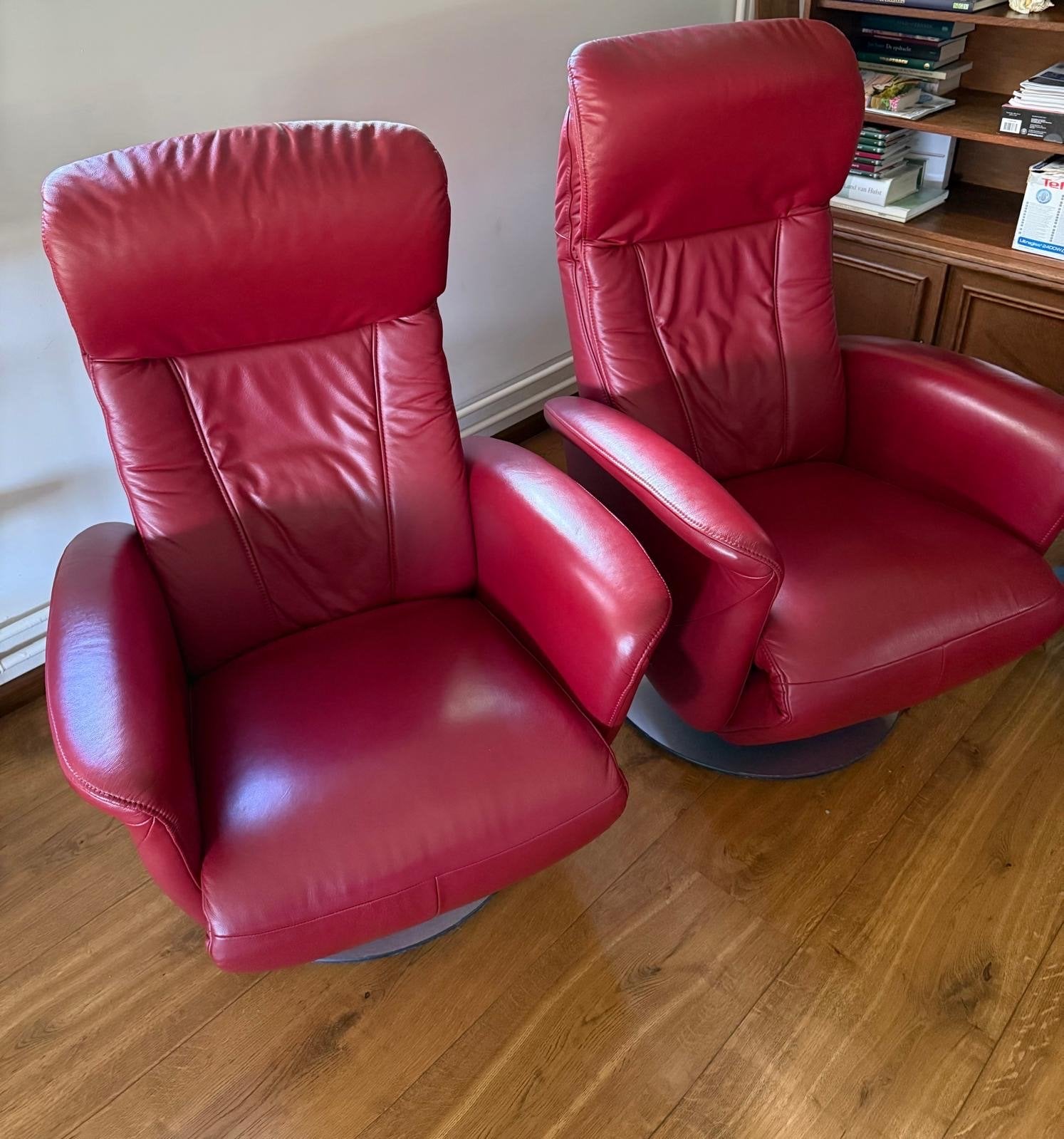 HUKLA Relaxfauteuils - Dames en Heren Model (Setprijs), Ophalen of Verzenden, Zo goed als nieuw, Leer, 75 tot 100 cm