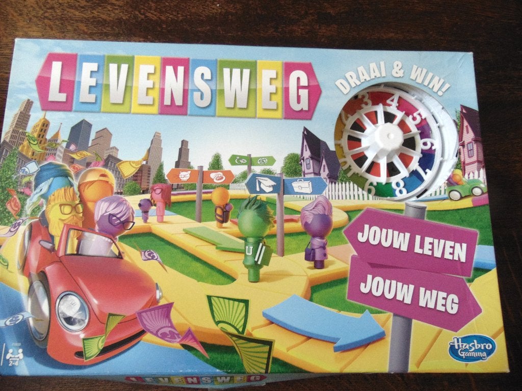 Levensweg Draai en Win Spel van Hasbro Gaming, Een of twee spelers, Ophalen of Verzenden, Zo goed als nieuw, Hasbro Gaming