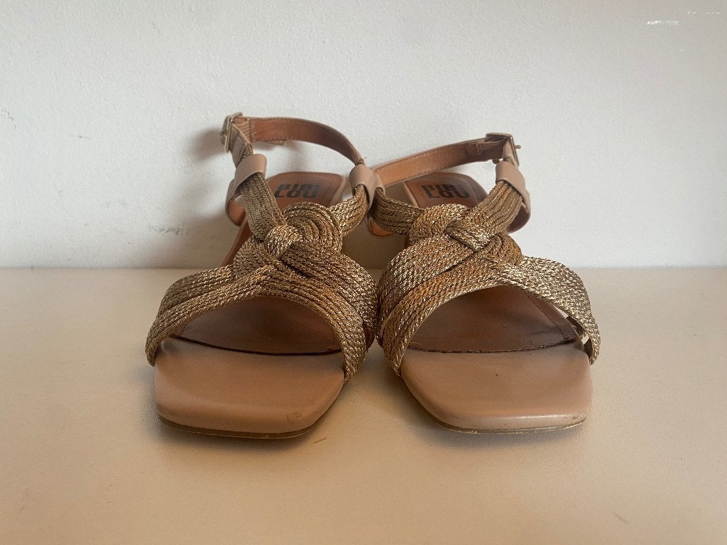 Bibi Lou sandaaltjes met hak beige koper 36, Verzenden, Beige, Bibi Lou, Sandalen of Muiltjes