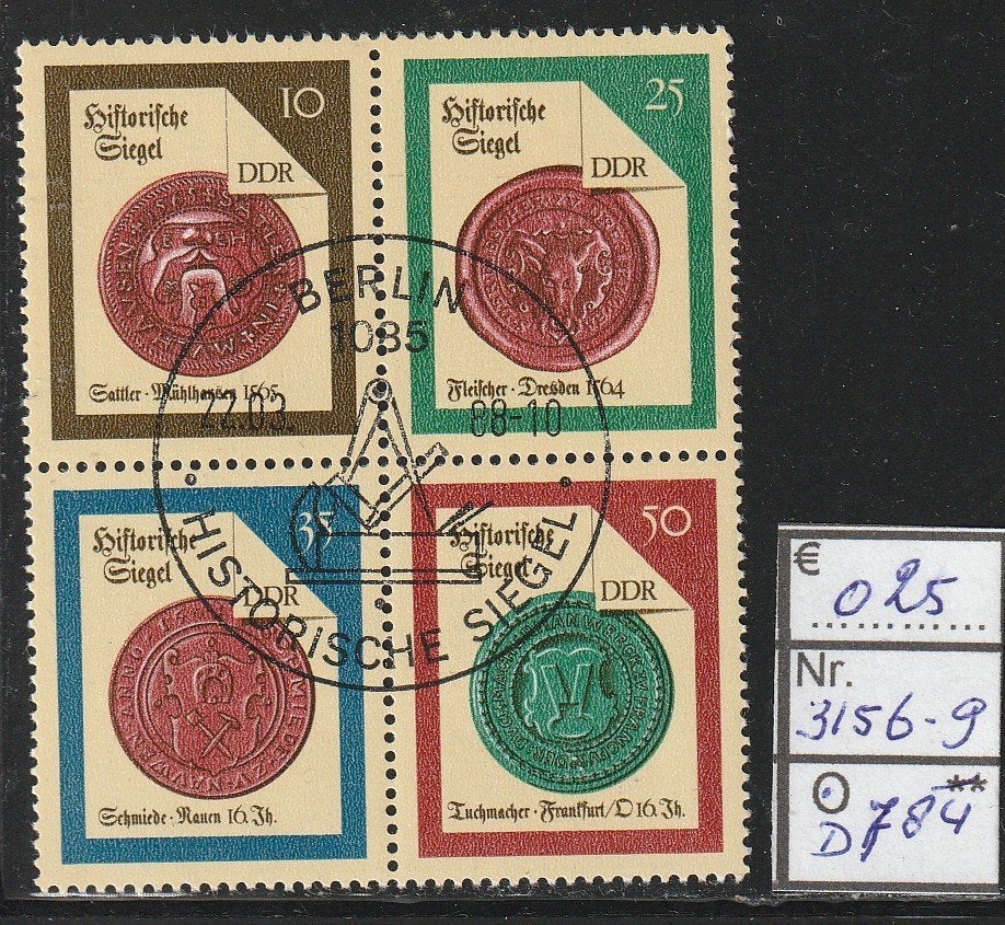 DDR Lakstempels Michel 3156-9 Nr.D784, Verzenden, DDR, Gestempeld