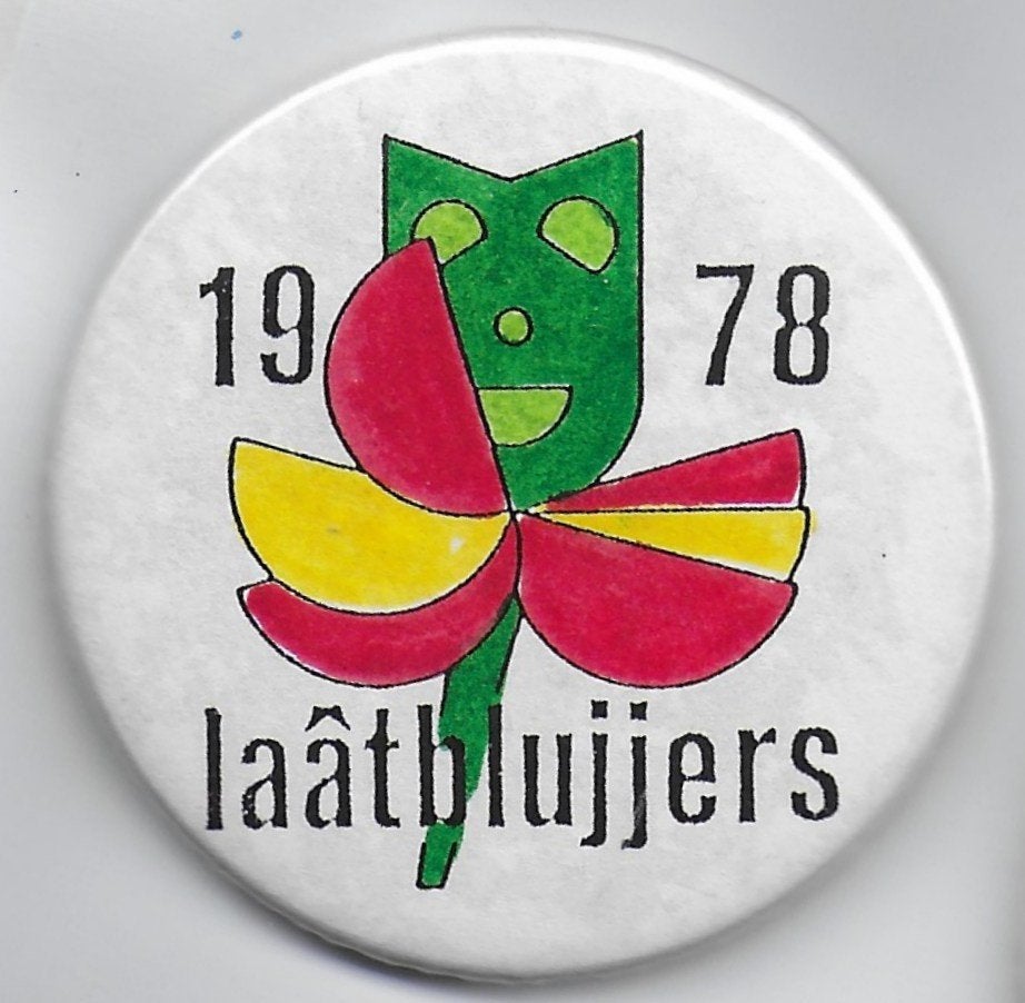 Button De "Laatbleujers 1978 Echt, Ophalen of Verzenden, Zo goed als nieuw, Overige onderwerpen