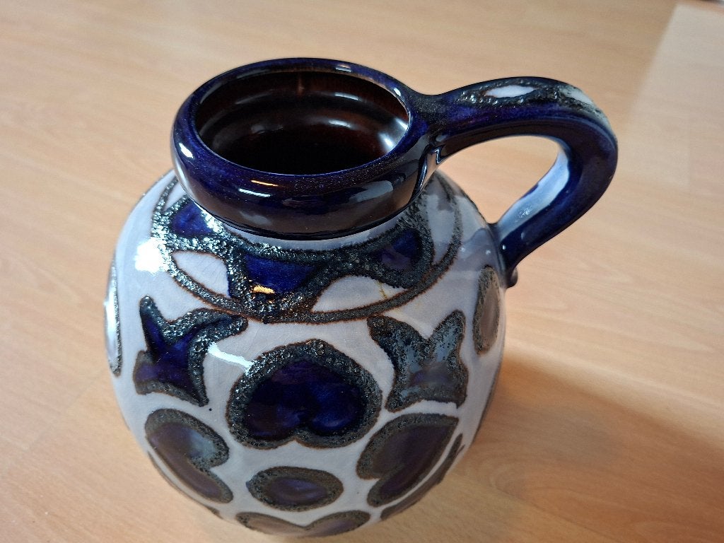 Blauw 'Lora'-patroon Fat Lava Vaas Scheurig (West-Germany), Ophalen