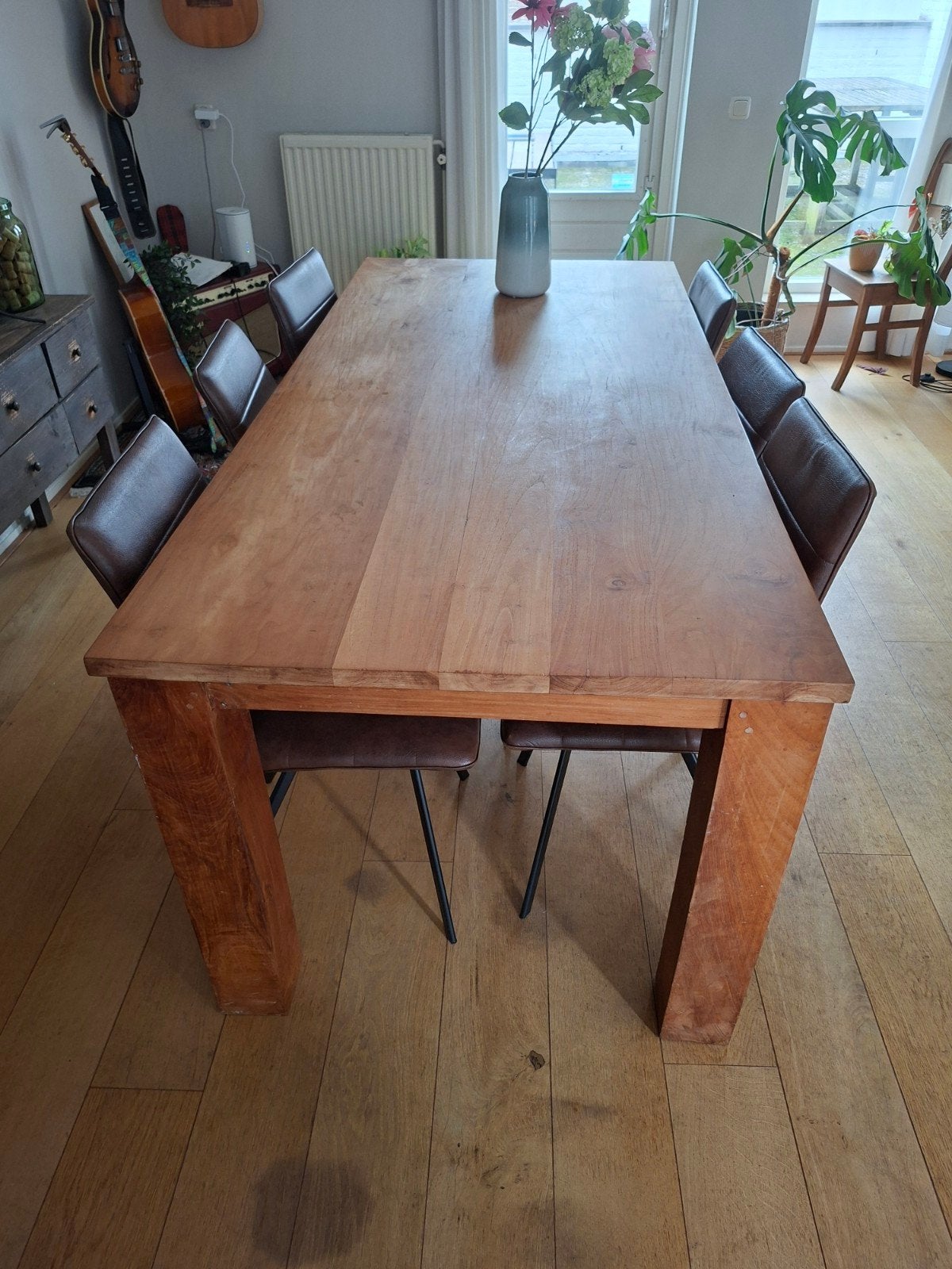Bruine eettafel stoelen, Ophalen, Overige materialen, Gebruikt, Bruin