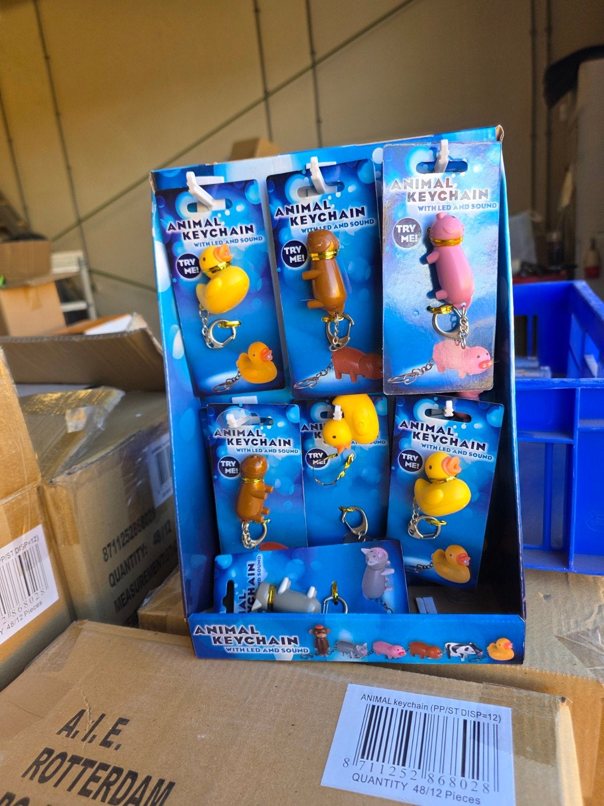 1500 stuks Dieren Sleutelhangers met LED en Geluid, Ophalen, Nieuw, Knuffel of Figuurtje