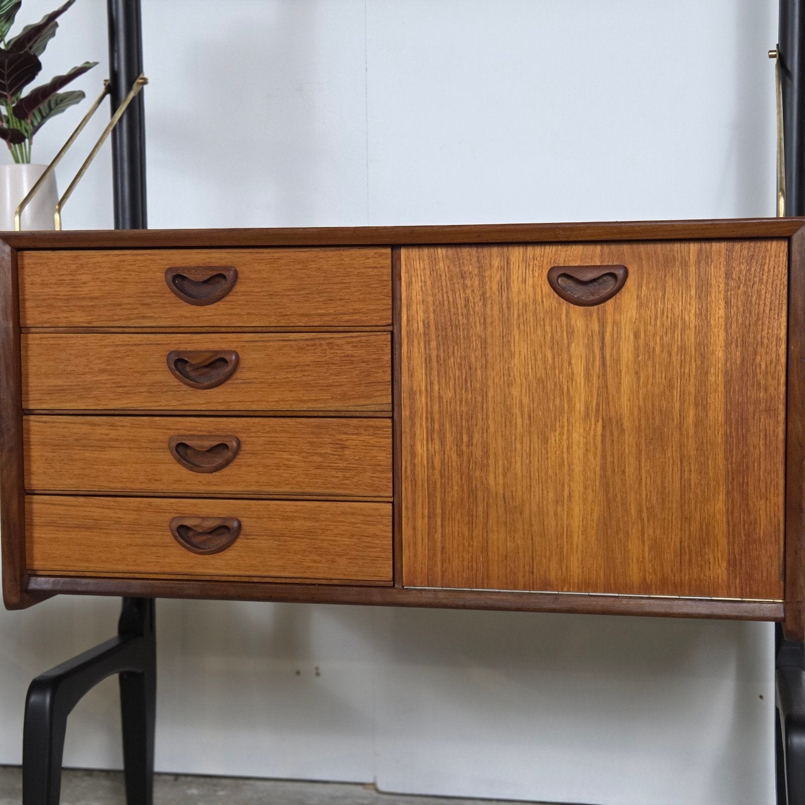 Louis van Teeffelen, Wébé teak Wandsysteem vintage jaren 60, 250 tot 300 cm, Gebruikt, 200 cm of meer, Louis van Teeffelen