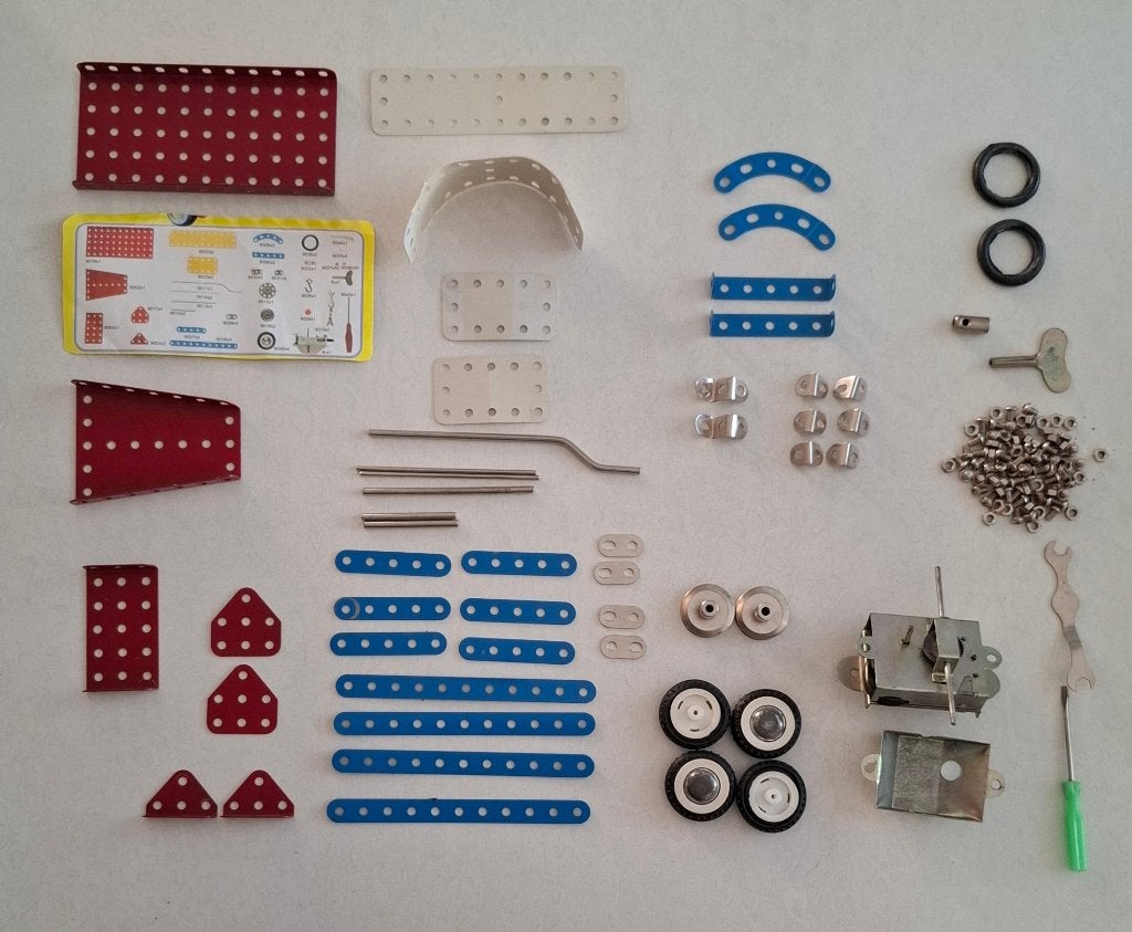 Meccano metalen constructieset met motor, Ophalen of Verzenden