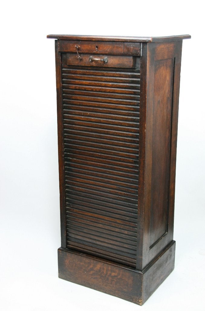 Antieke eiken rolluikkast met 9 laden (50x40x114 cm), Antiek, Gebruikt, 100 tot 150 cm, Eikenhout