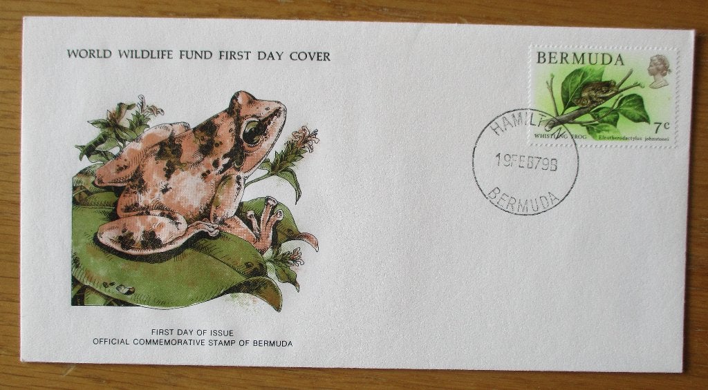 Bermuda, WWF FDC Fluitkikker, 1979, Verzenden, Gestempeld, Dier of Natuur