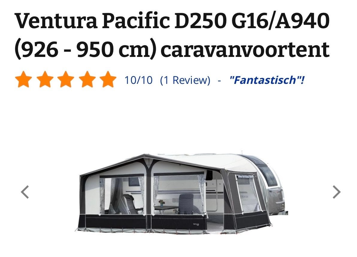 Ventura Pacific D250 G16/A940 (926-950 cm) caravanvoortent, Ophalen of Verzenden, Zo goed als nieuw