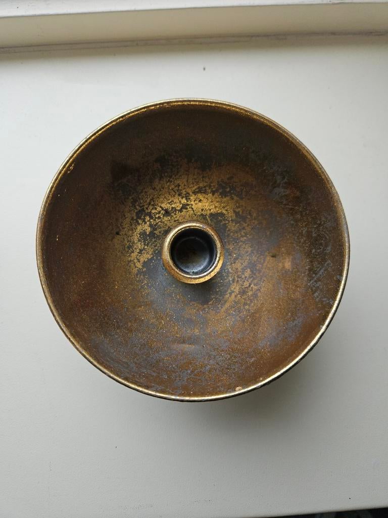 Antieke koperen kandelaarhouder/schaal, Ophalen of Verzenden, Koper of Brons