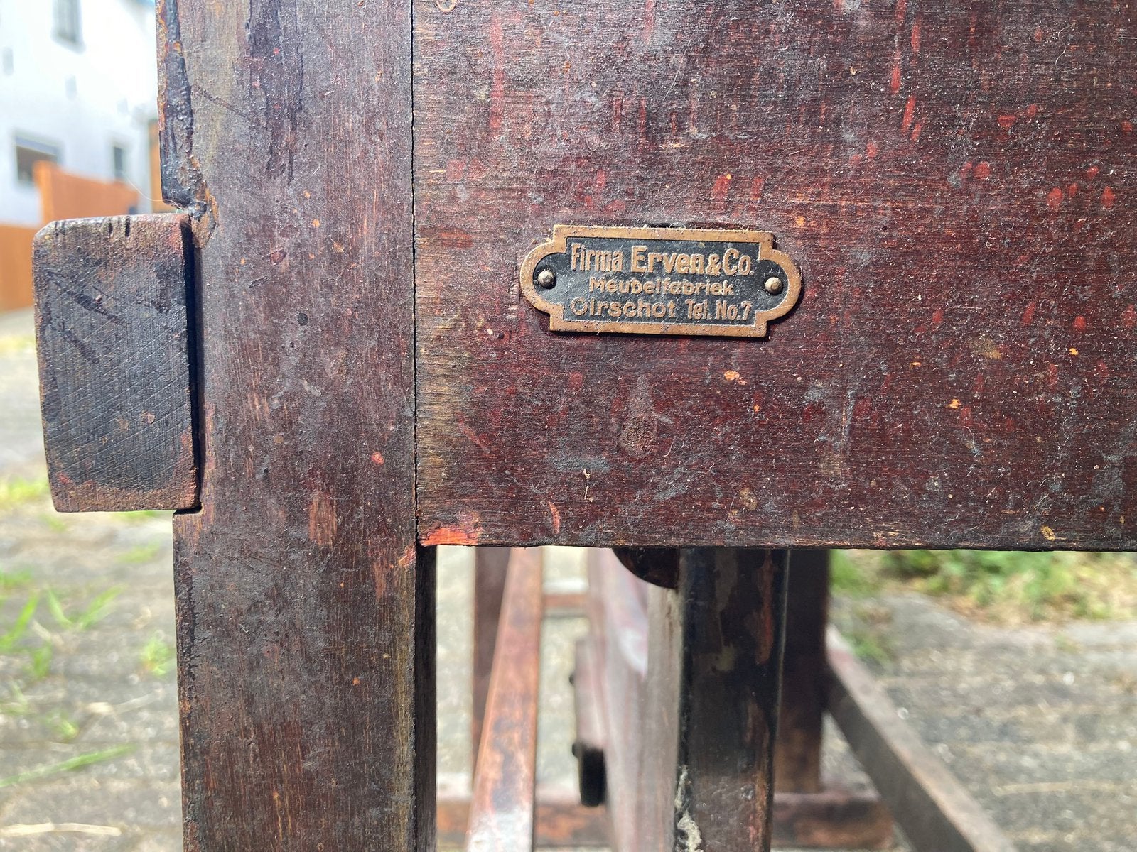 Bioscoop-klapstoelen rij van 5, hout, Erven &Co Oirschot, Ophalen, Gebruikt, Bruin, Vintage
