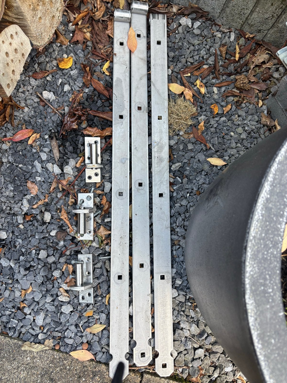 3 RVS hengen 80cm  voor poortdeur, Ophalen, Gebruikt, Rvs, Scharnier
