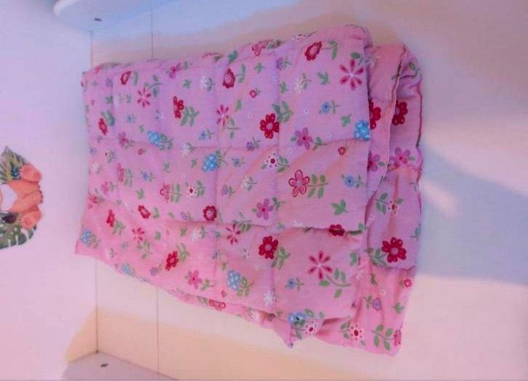 Verzwaringsdeken dreumes peuter 2.9 kg 65x100 cm bloemen, Ophalen, Gebruikt, Roze, Handgemaakt