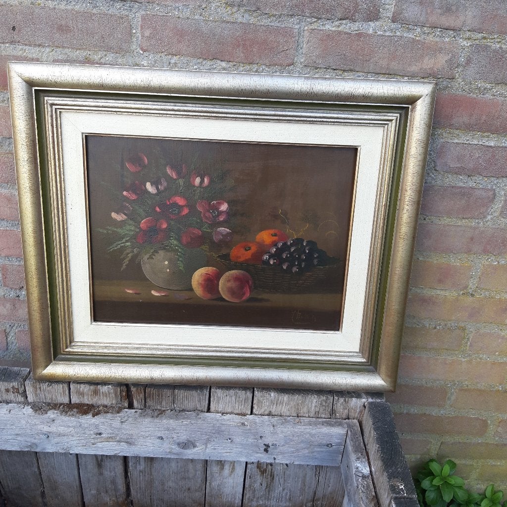 schilderij stilleven gesigneerd, Ophalen, Overige ondergronden, Stilleven, Olieverf