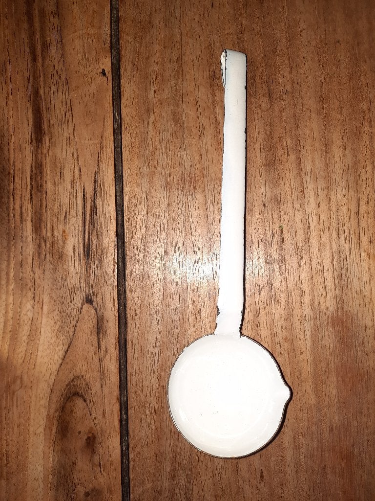 Witte emaille juslepel, Ophalen of Verzenden