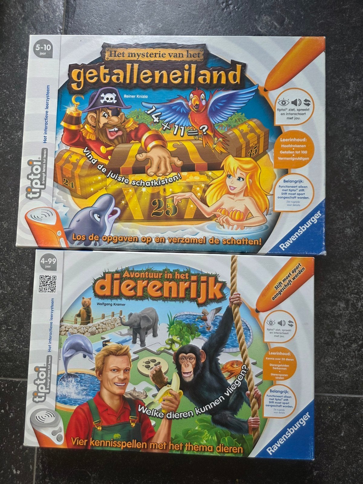 Tiptoi Bordspellen: Getalleneiland & Dierenrijk (2 stuks), Ophalen of Verzenden, Gebruikt, Rekenen, Met geluid