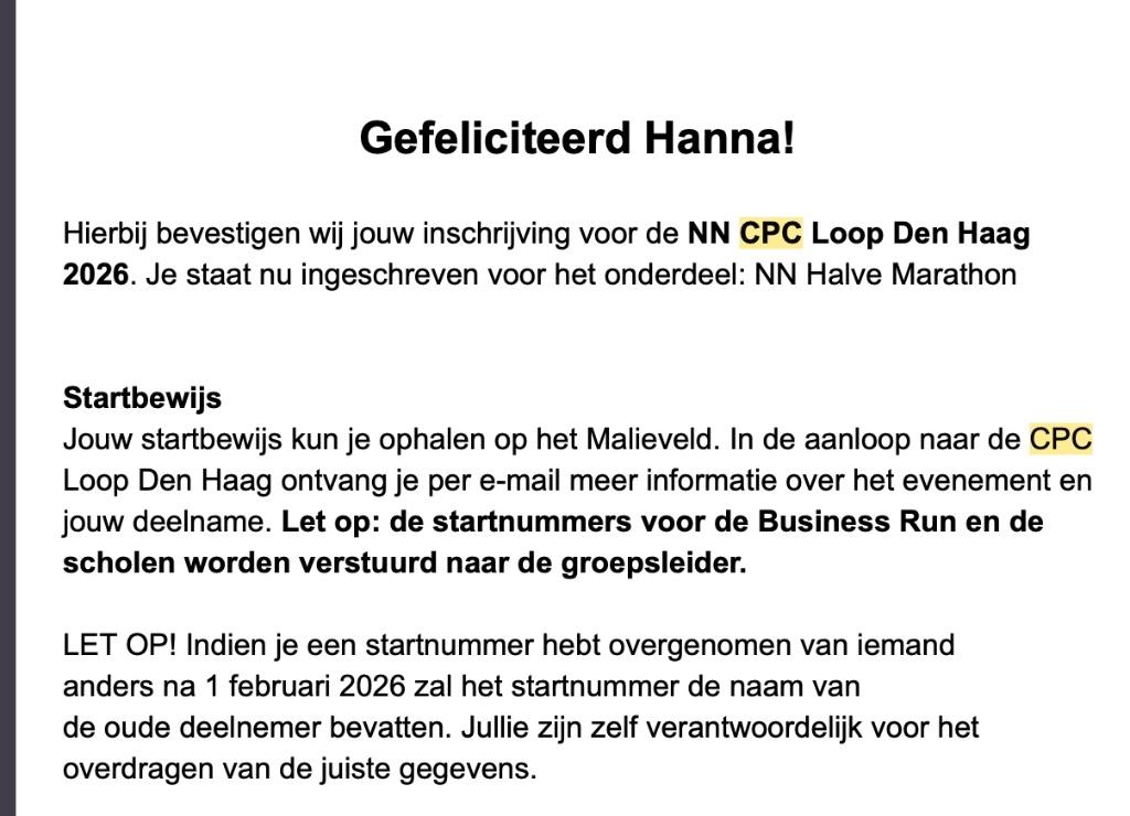 CPC loop Den Haag 21 km, Tickets en Kaartjes, Eén persoon, Maart
