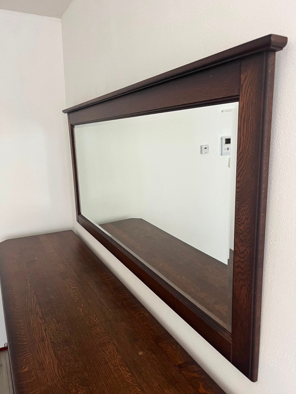 Eikenhouten dressoir met spiegel, Ophalen, Gebruikt, 150 tot 200 cm, Eikenhout