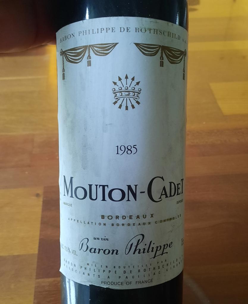 Mouton-Cadet Bordeaux Baron Philippe 1985, Ophalen of Verzenden, Frankrijk, Rode wijn