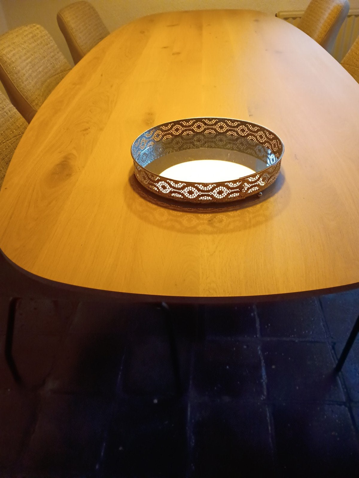 mooi Klein rond dienblad, Ophalen, Gebruikt, Decoratieve rand, Rond