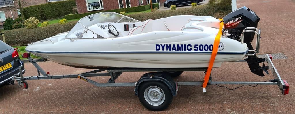 Speedboot Dynamic 5000 bj 2004 - Mercury 20PK bj 2020, 110h., Watersport en Boten, Vis- en Consoleboten, Gebruikt, Benzine, 10 tot 30 pk