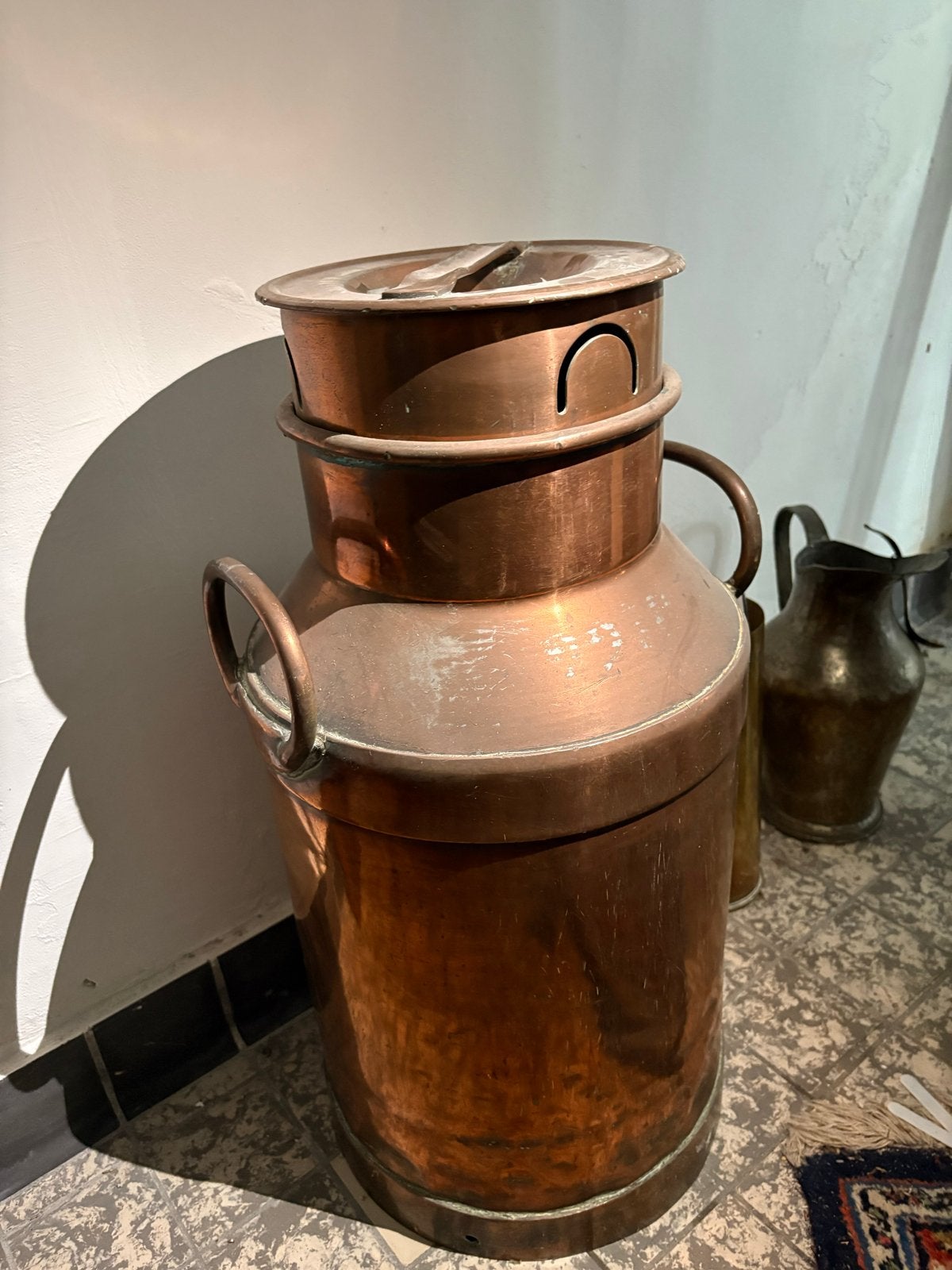 Antieke Koperen Melkbus met Deksel, Antiek en Kunst, Ophalen of Verzenden, Koper